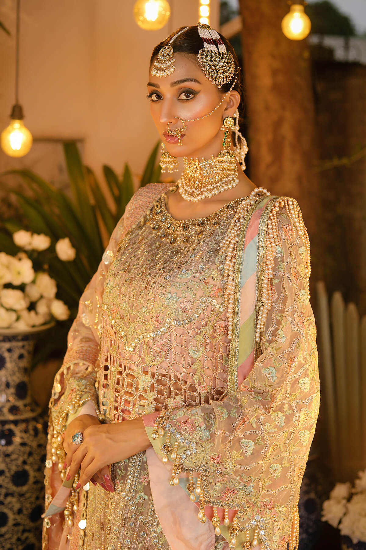 Raeesa Premium | Wajadan Wedding Formals | WD-6 Powder Peach - by - Libasekhas UK - Registered Vendor of : Raeesa Premium - 100% Original Designer Dresss