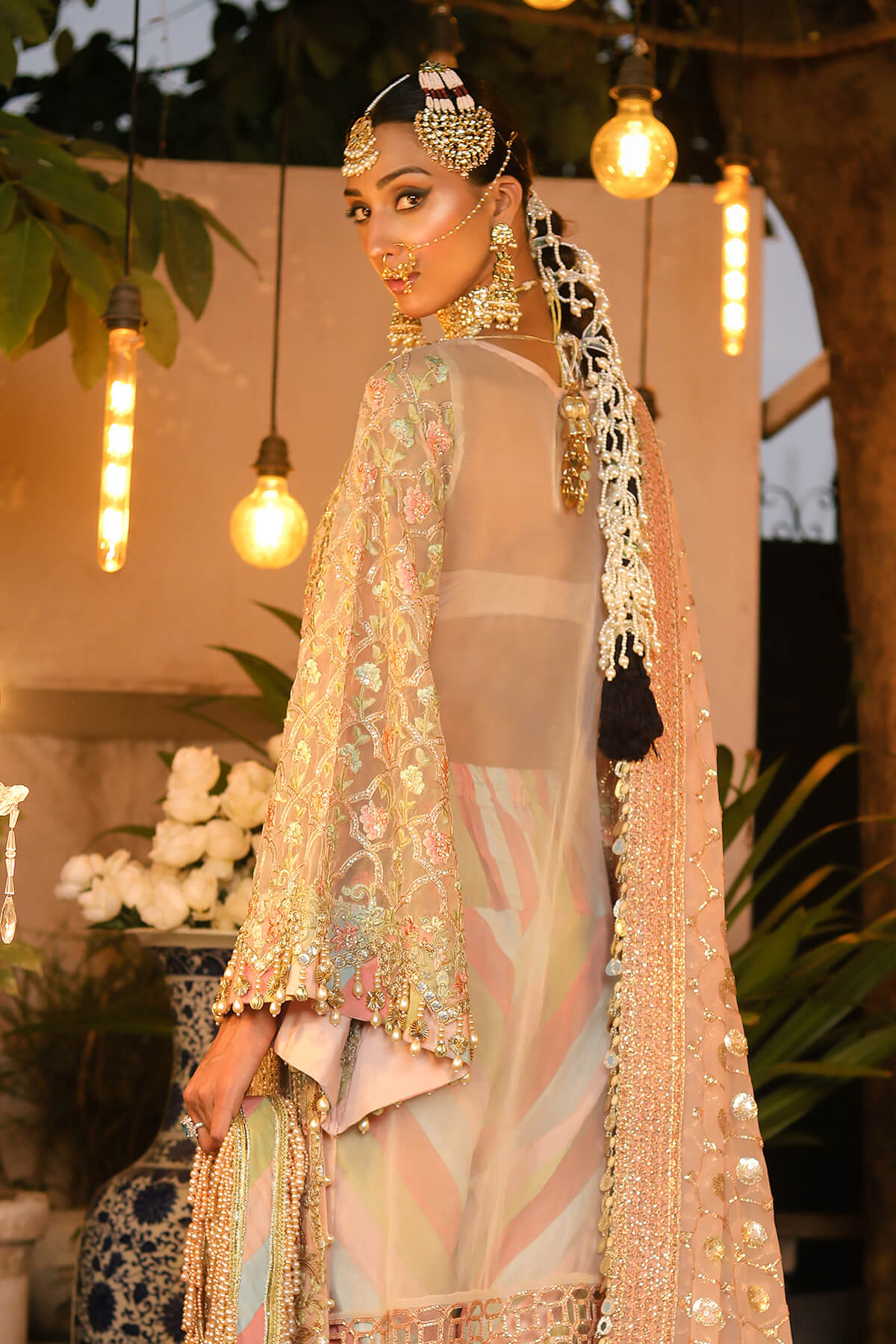 Raeesa Premium | Wajadan Wedding Formals | WD-6 Powder Peach - by - Libasekhas UK - Registered Vendor of : Raeesa Premium - 100% Original Designer Dresss