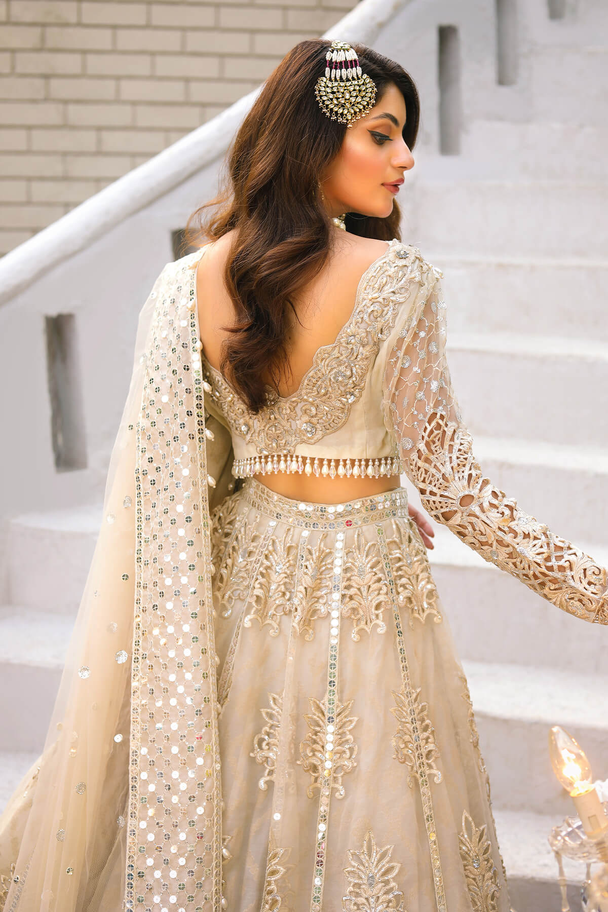 Raeesa Premium | Wajadan Wedding Formals |  WD-1 Pearl White - by - Libasekhas UK - Registered Vendor of : Raeesa Premium - 100% Original Designer Dresss