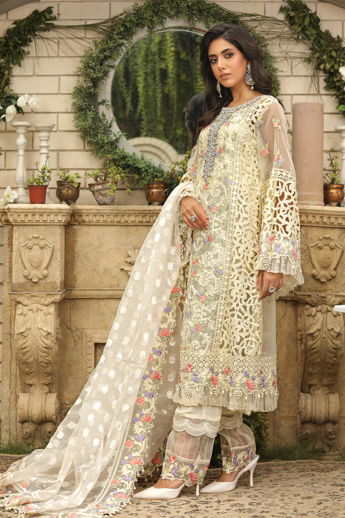 Raeesa Premium | Wajadan Wedding Formals | WD-8 Ivory - by - Libasekhas UK - Registered Vendor of : Raeesa Premium - 100% Original Designer Dresss