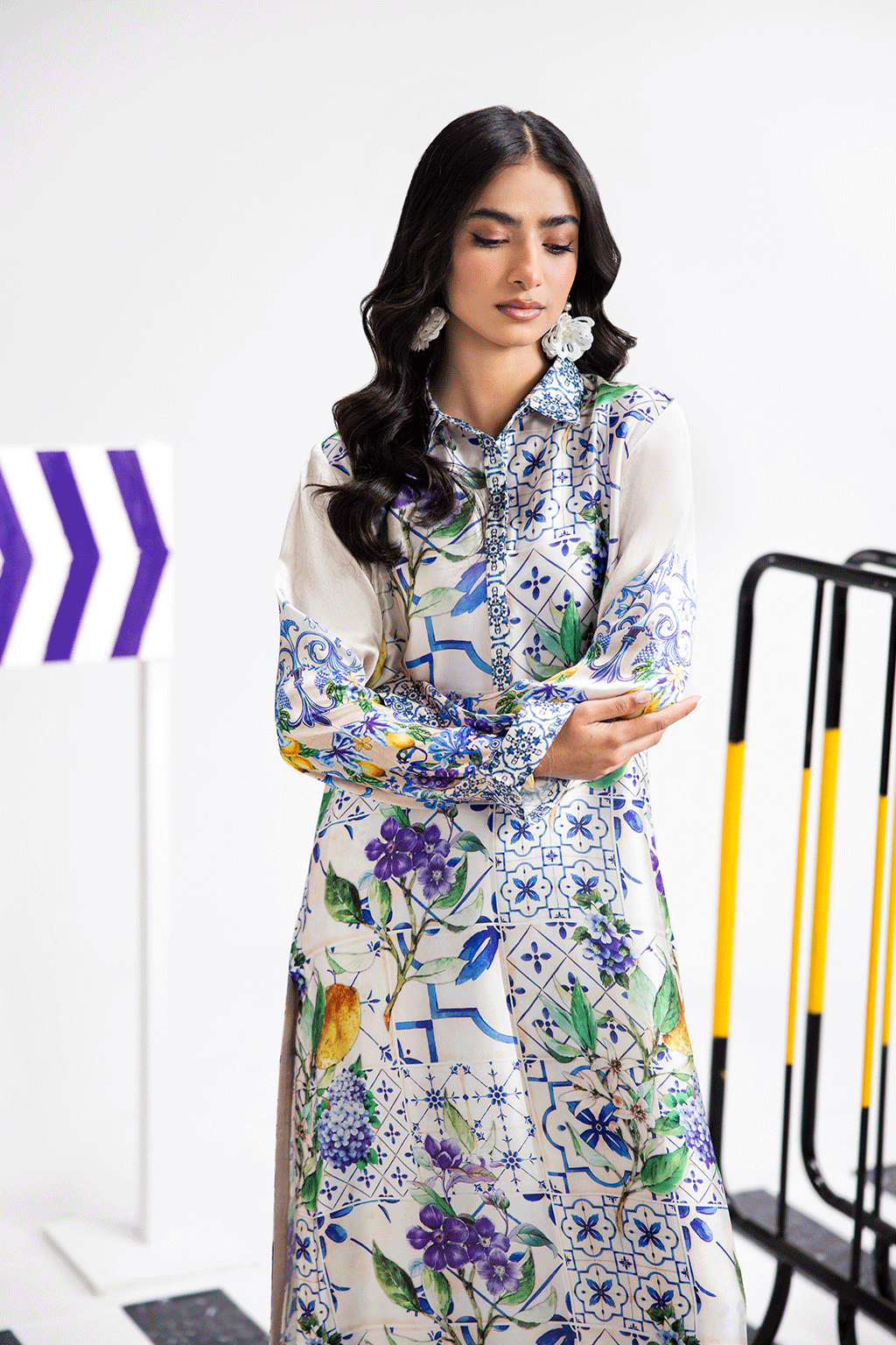 Afsanah | The Print Edit | SUMMER GLORY (extended shirt) AP-105 - by - Libasekhas UK - Registered Vendor of : Afsanah - 100% Original Designer Dresss