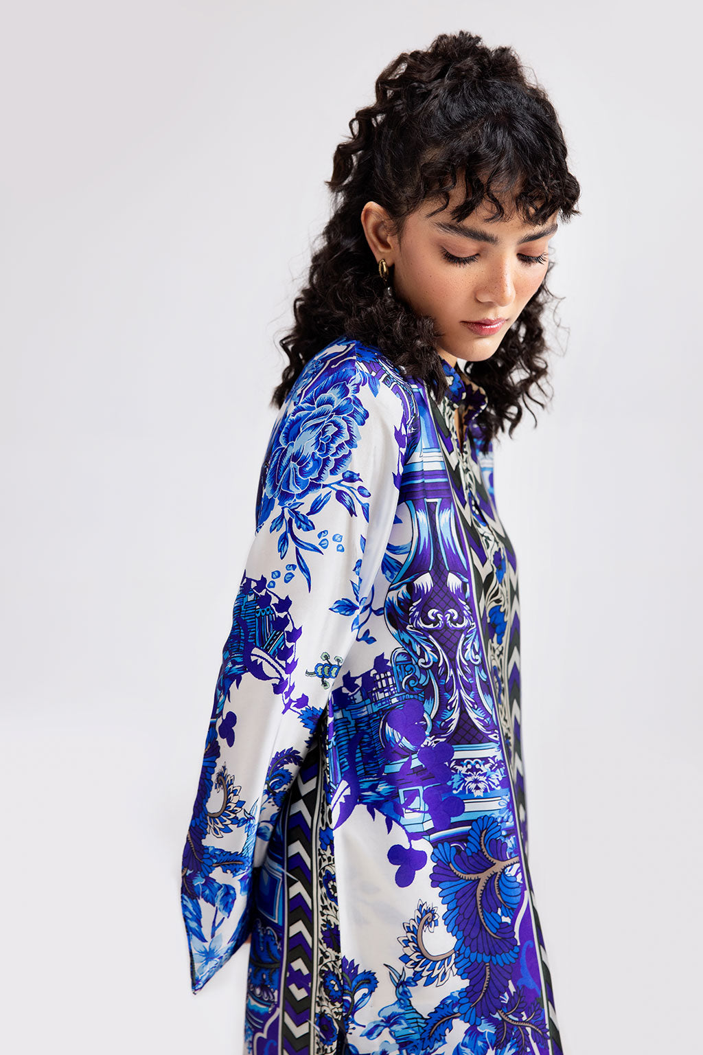 Afsanah | The Print Edit | ORCHE BLOOM (extended shirt) AP-112 - by - Libasekhas UK - Registered Vendor of : Afsanah - 100% Original Designer Dresss