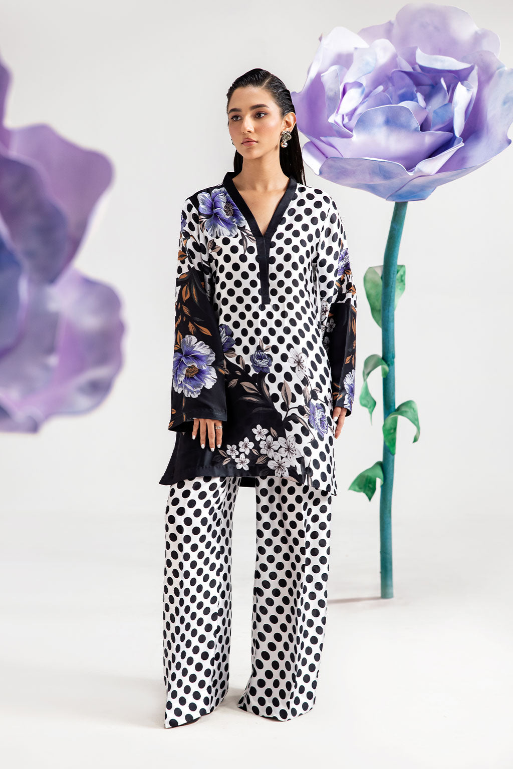 Afsanah | The Print Edit | DARK POLKA AP-110 - by - Libasekhas UK - Registered Vendor of : Afsanah - 100% Original Designer Dresss