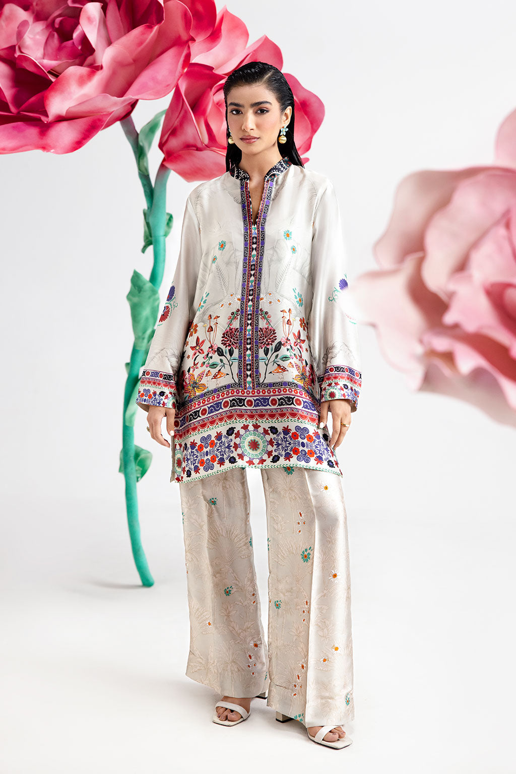 Afsanah | The Print Edit | IVORY FROST AP-108 - by - Libasekhas UK - Registered Vendor of : Afsanah - 100% Original Designer Dresss