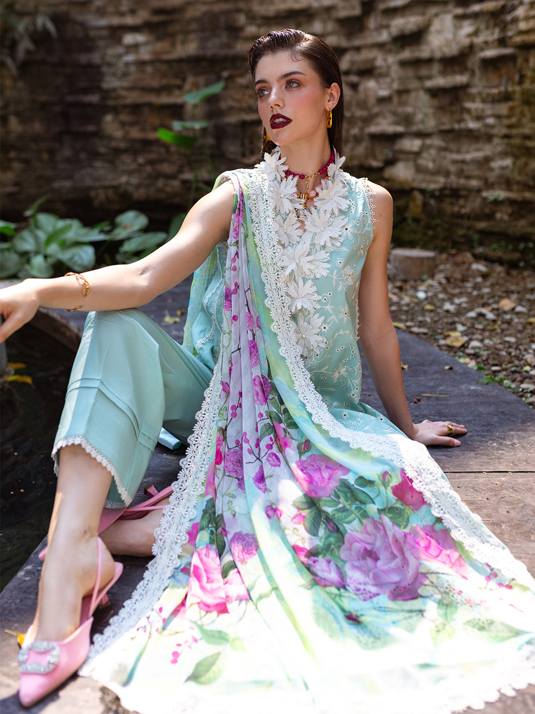 Roheenaz | Dahlia Embroidered Lawn 24 | Zinnia - by - Libasekhas UK - Registered Vendor of : Roheenaz - 100% Original Designer Dresss
