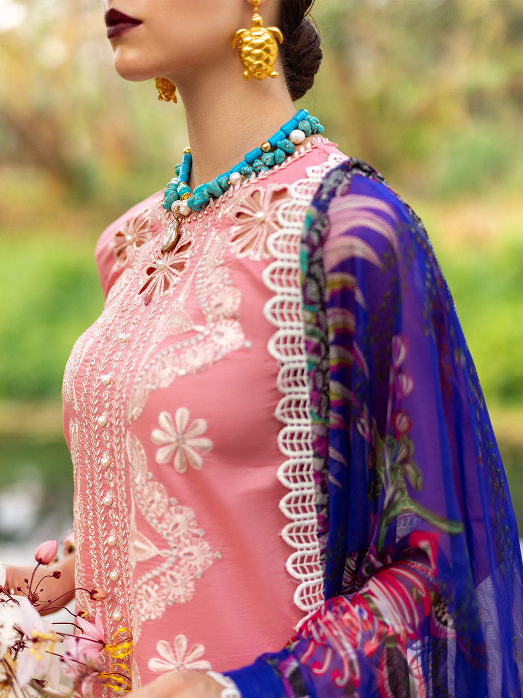 Roheenaz | Dahlia Embroidered Lawn 24 | Orchid - by - Libasekhas UK - Registered Vendor of : Roheenaz - 100% Original Designer Dresss
