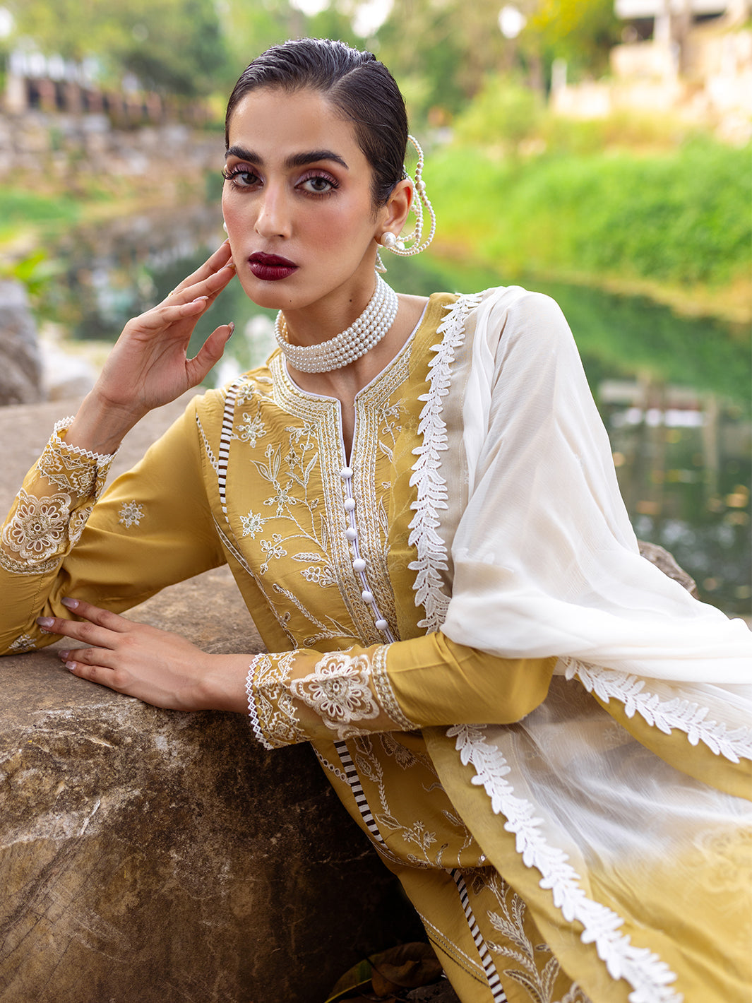 Roheenaz | Dahlia Embroidered Lawn 24 | Forsythia - by - Libasekhas UK - Registered Vendor of : Roheenaz - 100% Original Designer Dresss