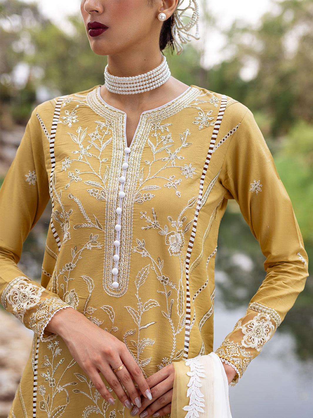 Roheenaz | Dahlia Embroidered Lawn 24 | Forsythia - by - Libasekhas UK - Registered Vendor of : Roheenaz - 100% Original Designer Dresss