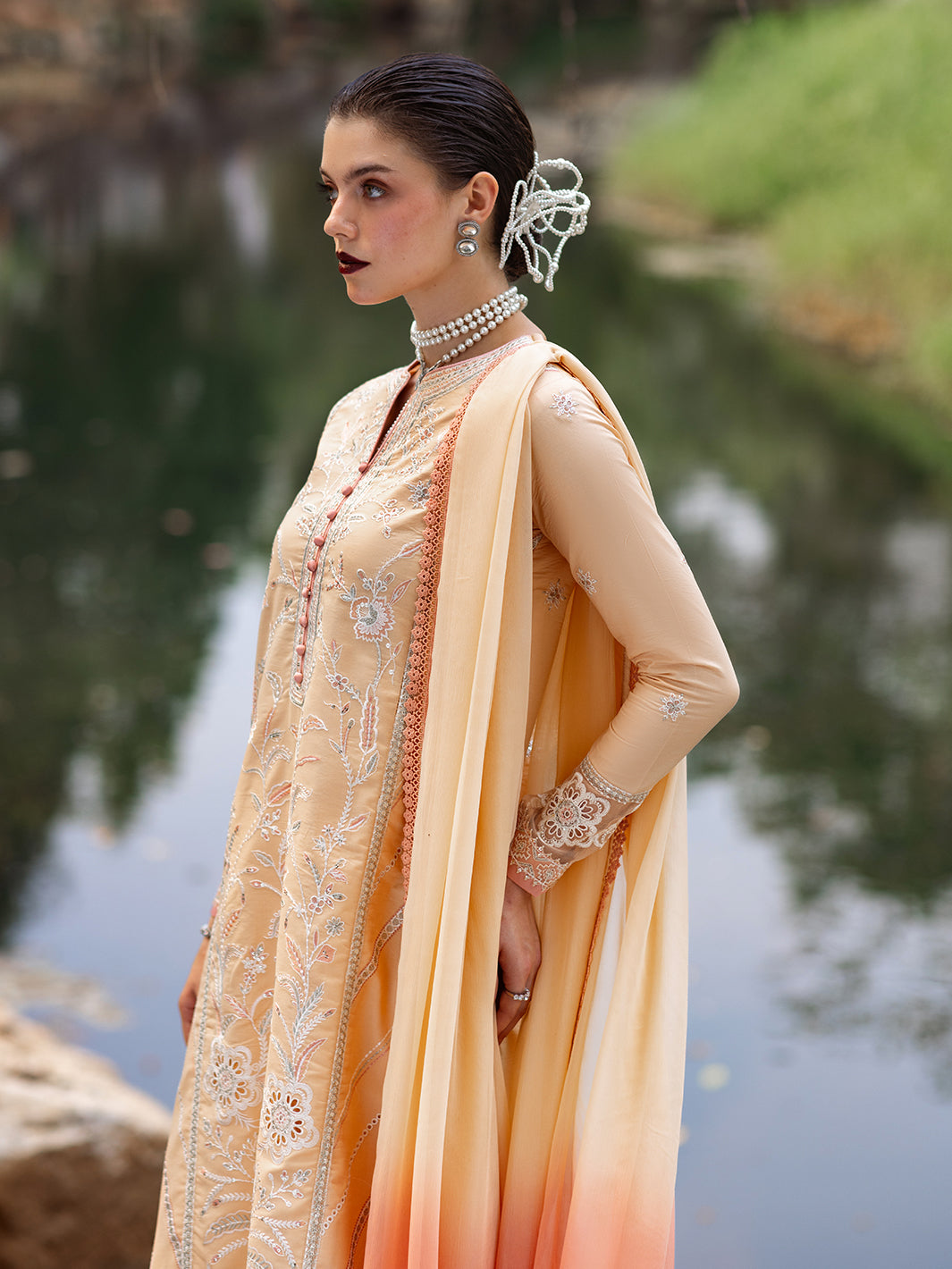 Roheenaz | Dahlia Embroidered Lawn 24 | Magnolia - by - Libasekhas UK - Registered Vendor of : Roheenaz - 100% Original Designer Dresss