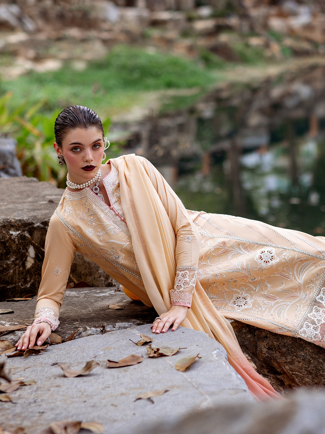 Roheenaz | Dahlia Embroidered Lawn 24 | Magnolia - by - Libasekhas UK - Registered Vendor of : Roheenaz - 100% Original Designer Dresss