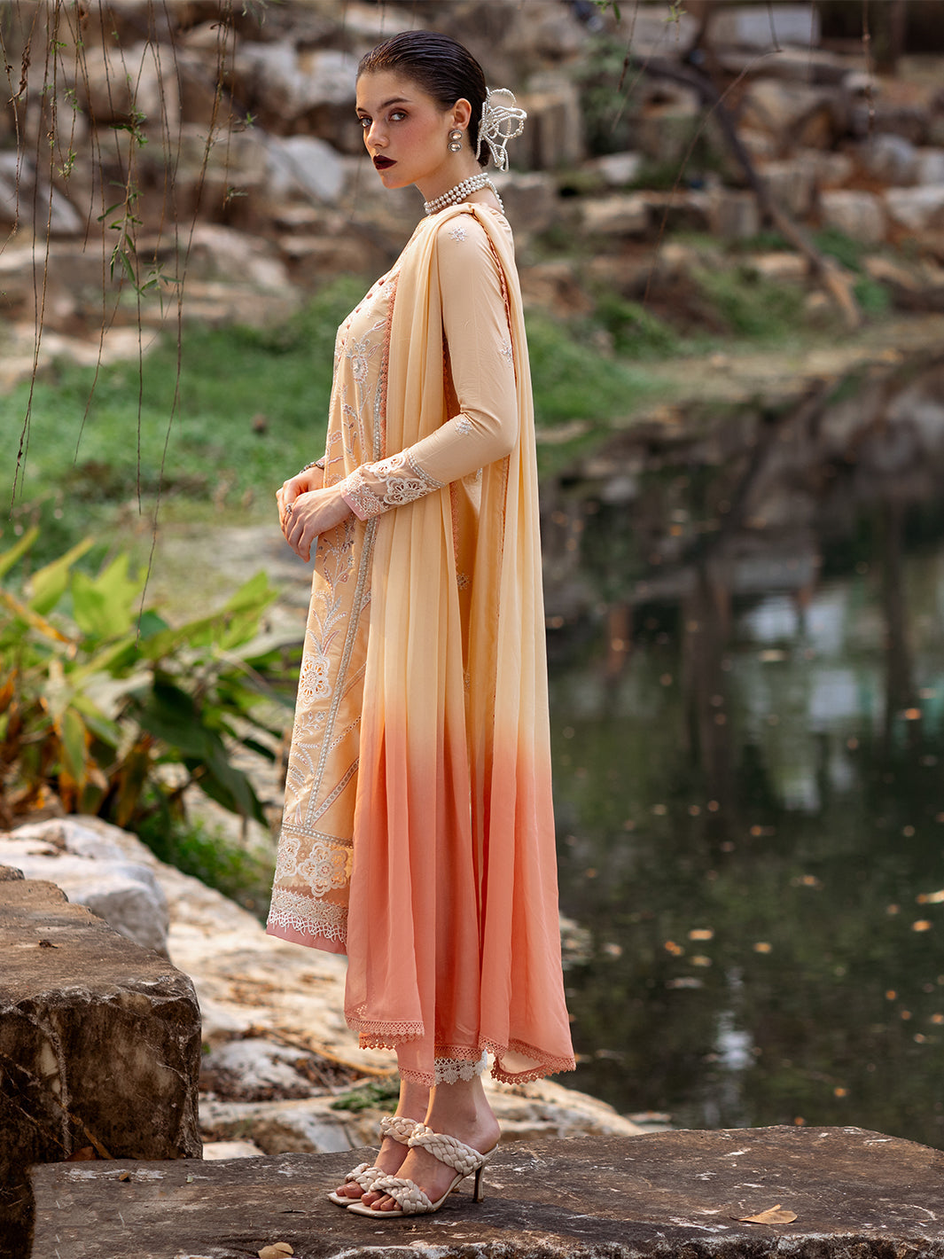 Roheenaz | Dahlia Embroidered Lawn 24 | Magnolia - by - Libasekhas UK - Registered Vendor of : Roheenaz - 100% Original Designer Dresss