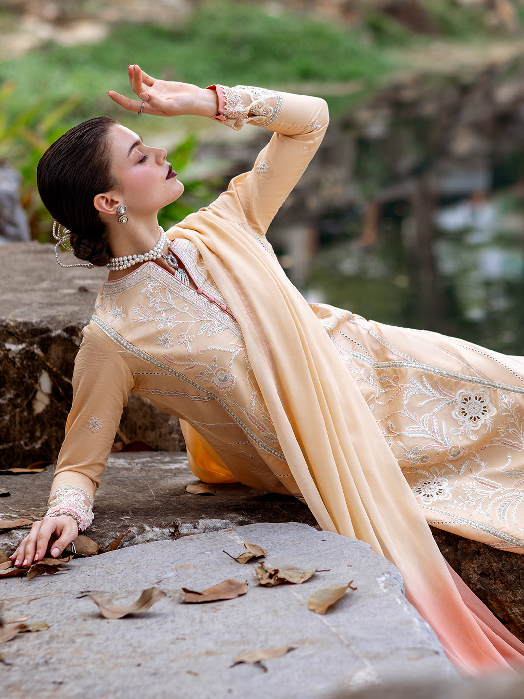 Roheenaz | Dahlia Embroidered Lawn 24 | Magnolia - by - Libasekhas UK - Registered Vendor of : Roheenaz - 100% Original Designer Dresss