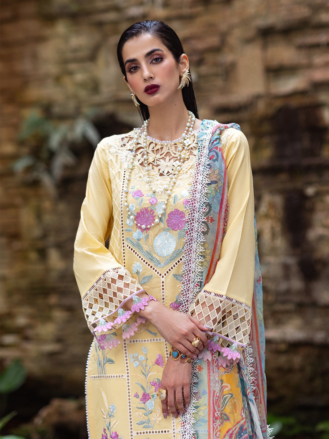 Roheenaz | Dahlia Embroidered Lawn 24 | Daffodil - by - Libasekhas UK - Registered Vendor of : Roheenaz - 100% Original Designer Dresss