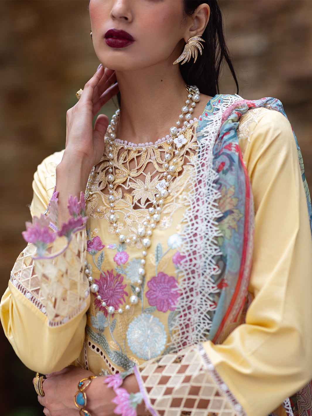 Roheenaz | Dahlia Embroidered Lawn 24 | Daffodil - by - Libasekhas UK - Registered Vendor of : Roheenaz - 100% Original Designer Dresss