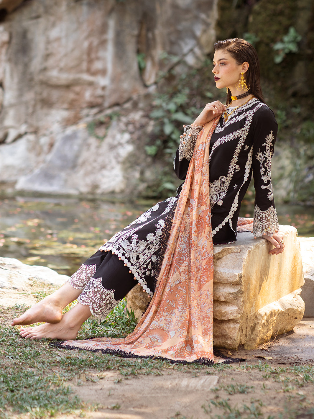 Roheenaz | Dahlia Embroidered Lawn 24 | Celandine - by - Libasekhas UK - Registered Vendor of : Roheenaz - 100% Original Designer Dresss