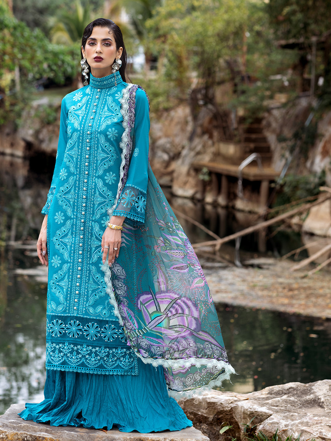 Roheenaz | Dahlia Embroidered Lawn 24 | Delphinium - by - Libasekhas UK - Registered Vendor of : Roheenaz - 100% Original Designer Dresss