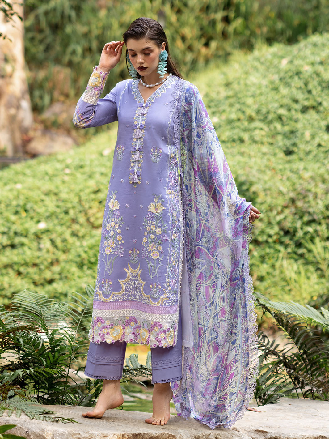 Roheenaz | Dahlia Embroidered Lawn 24 | Aster - by - Libasekhas UK - Registered Vendor of : Roheenaz - 100% Original Designer Dresss