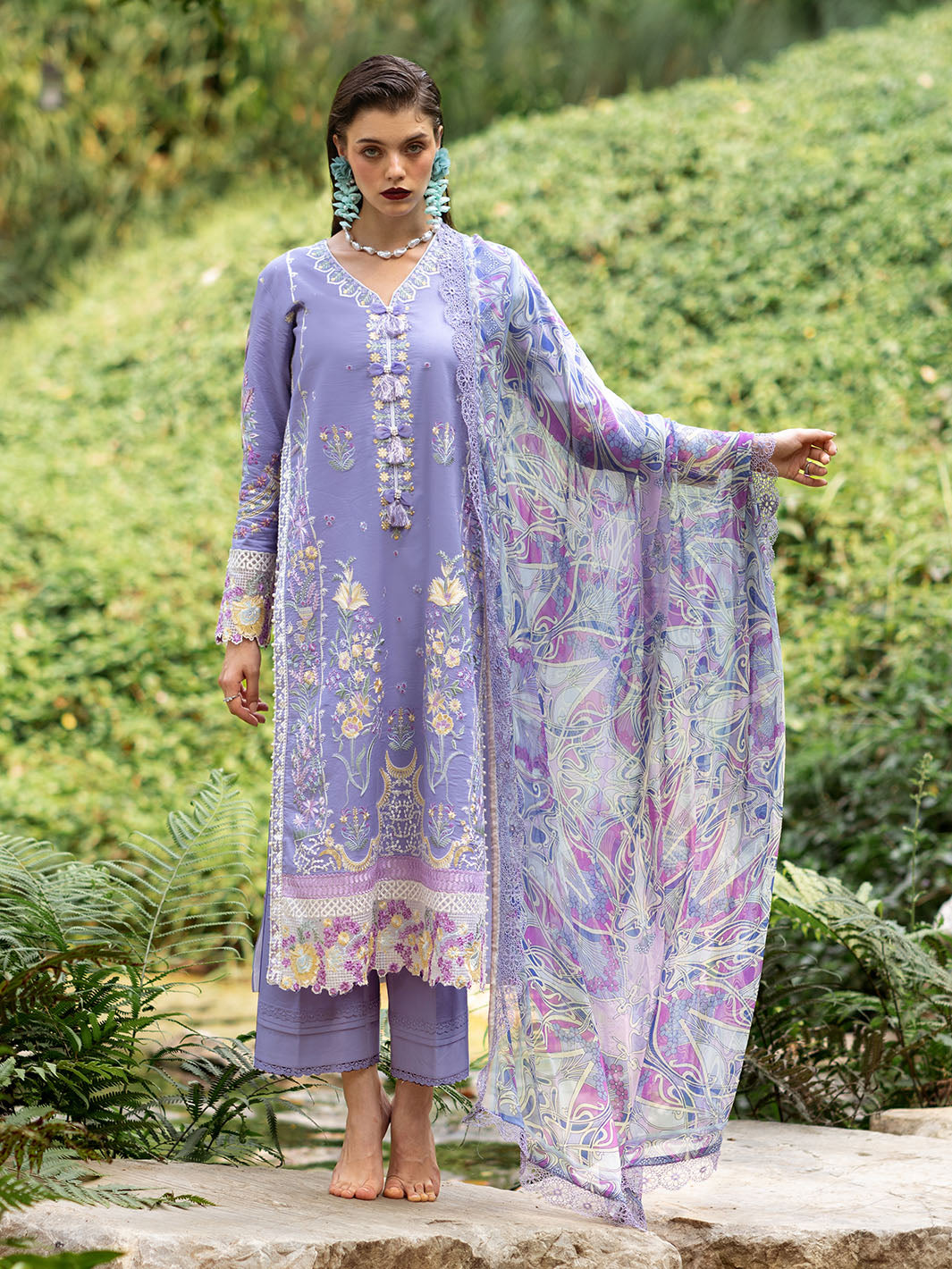 Roheenaz | Dahlia Embroidered Lawn 24 | Aster - by - Libasekhas UK - Registered Vendor of : Roheenaz - 100% Original Designer Dresss