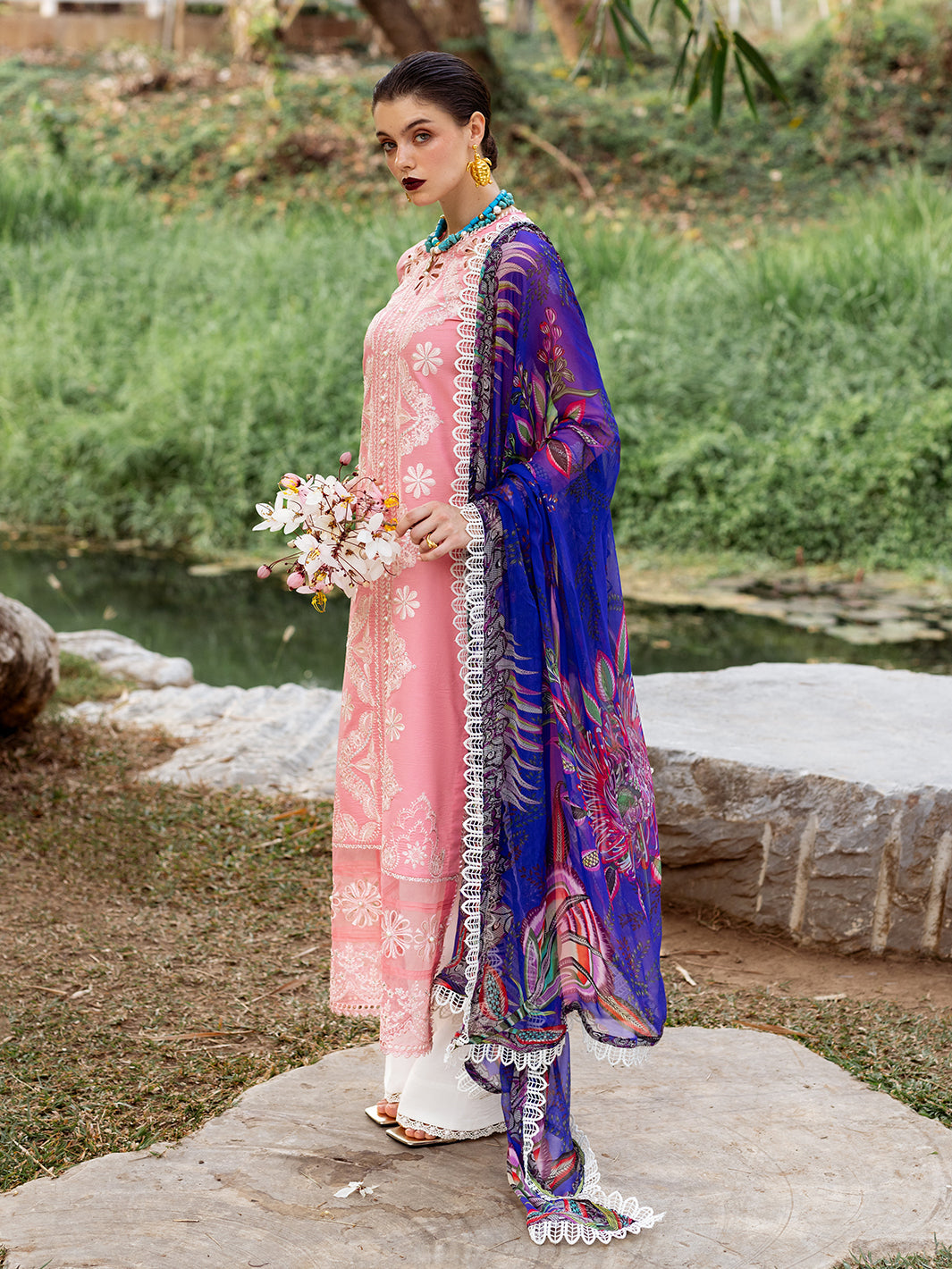 Roheenaz | Dahlia Embroidered Lawn 24 | Orchid - by - Libasekhas UK - Registered Vendor of : Roheenaz - 100% Original Designer Dresss