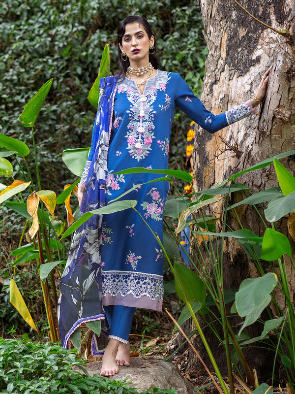 Roheenaz | Dahlia Embroidered Lawn 24 | Bluebell - by - Libasekhas UK - Registered Vendor of : Roheenaz - 100% Original Designer Dresss