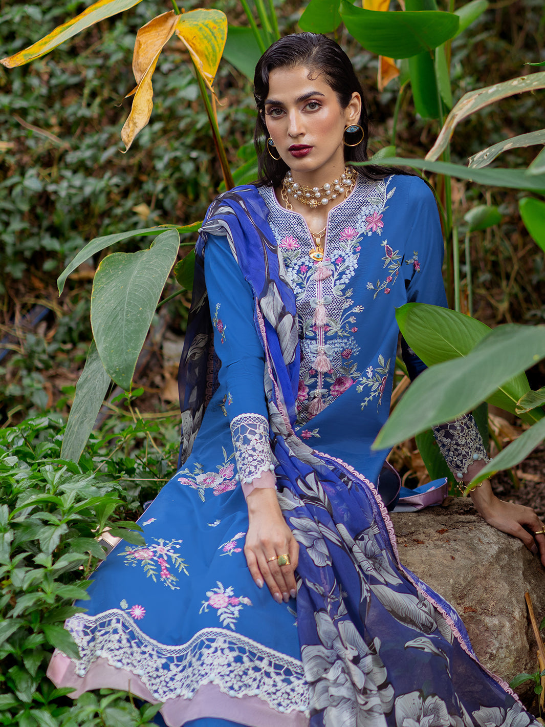 Roheenaz | Dahlia Embroidered Lawn 24 | Bluebell - by - Libasekhas UK - Registered Vendor of : Roheenaz - 100% Original Designer Dresss