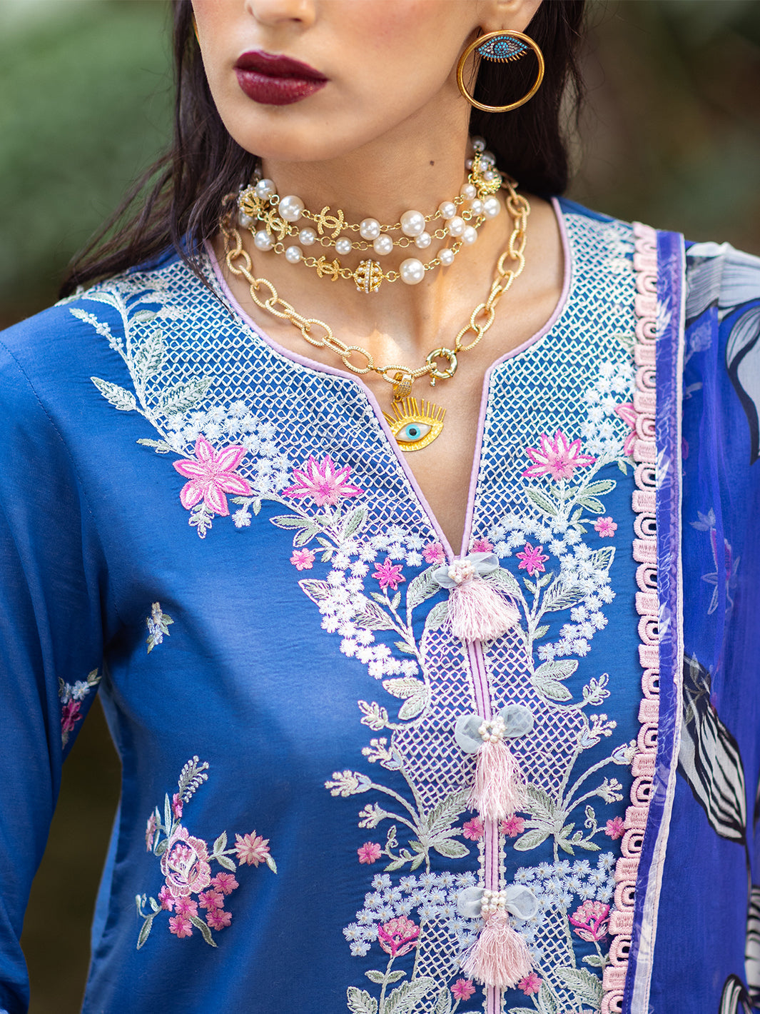 Roheenaz | Dahlia Embroidered Lawn 24 | Bluebell - by - Libasekhas UK - Registered Vendor of : Roheenaz - 100% Original Designer Dresss