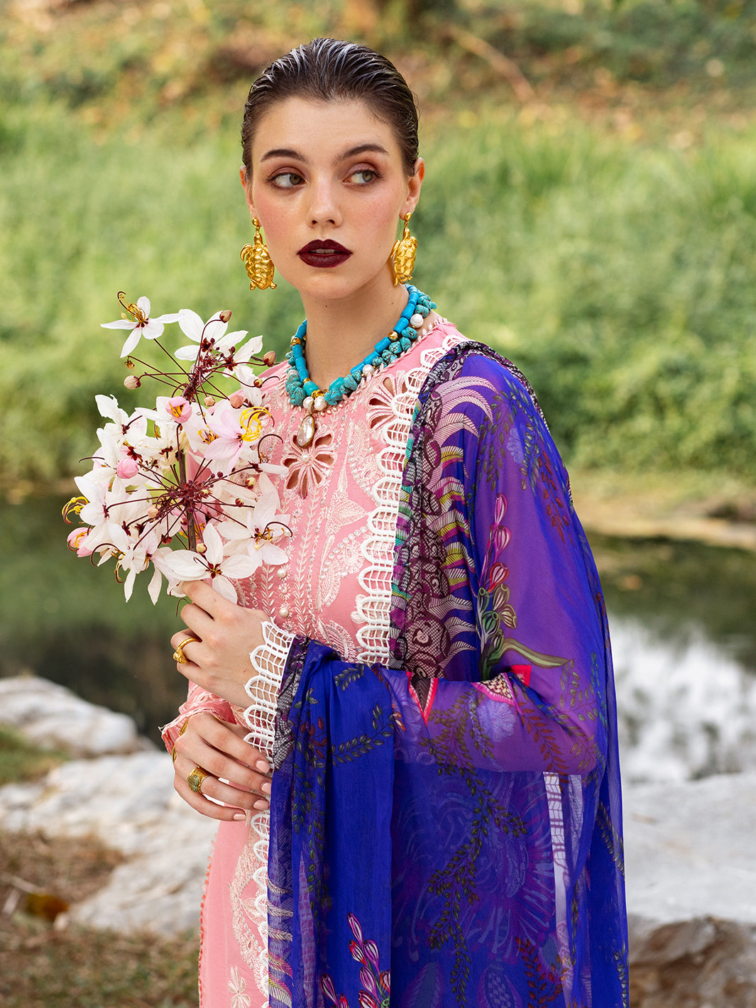 Roheenaz | Dahlia Embroidered Lawn 24 | Orchid - by - Libasekhas UK - Registered Vendor of : Roheenaz - 100% Original Designer Dresss