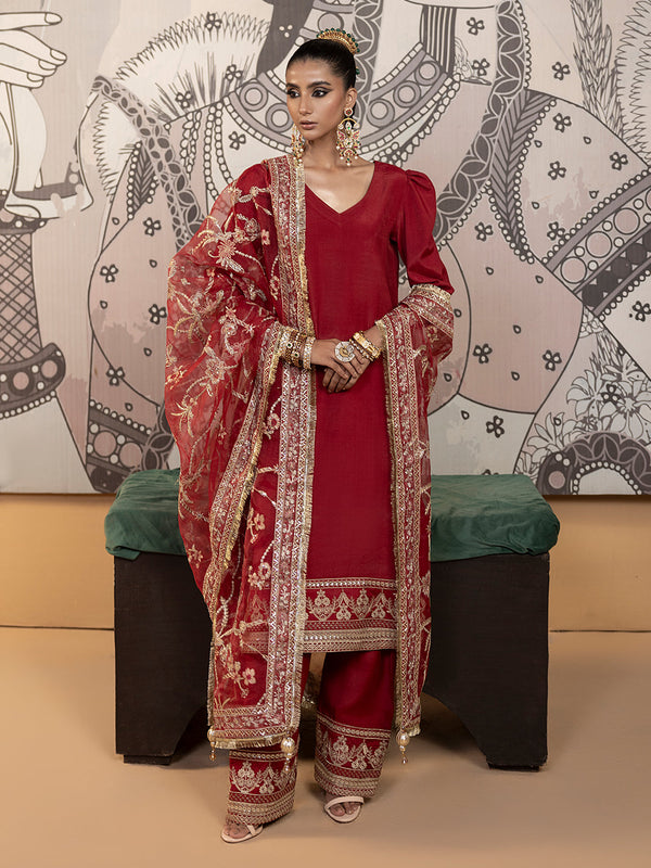 Hem Stitch | Raw Silk Edit 25 | Rose - by - Libasekhas UK - Registered Vendor of : Hemstitch - 100% Original Designer Dresss