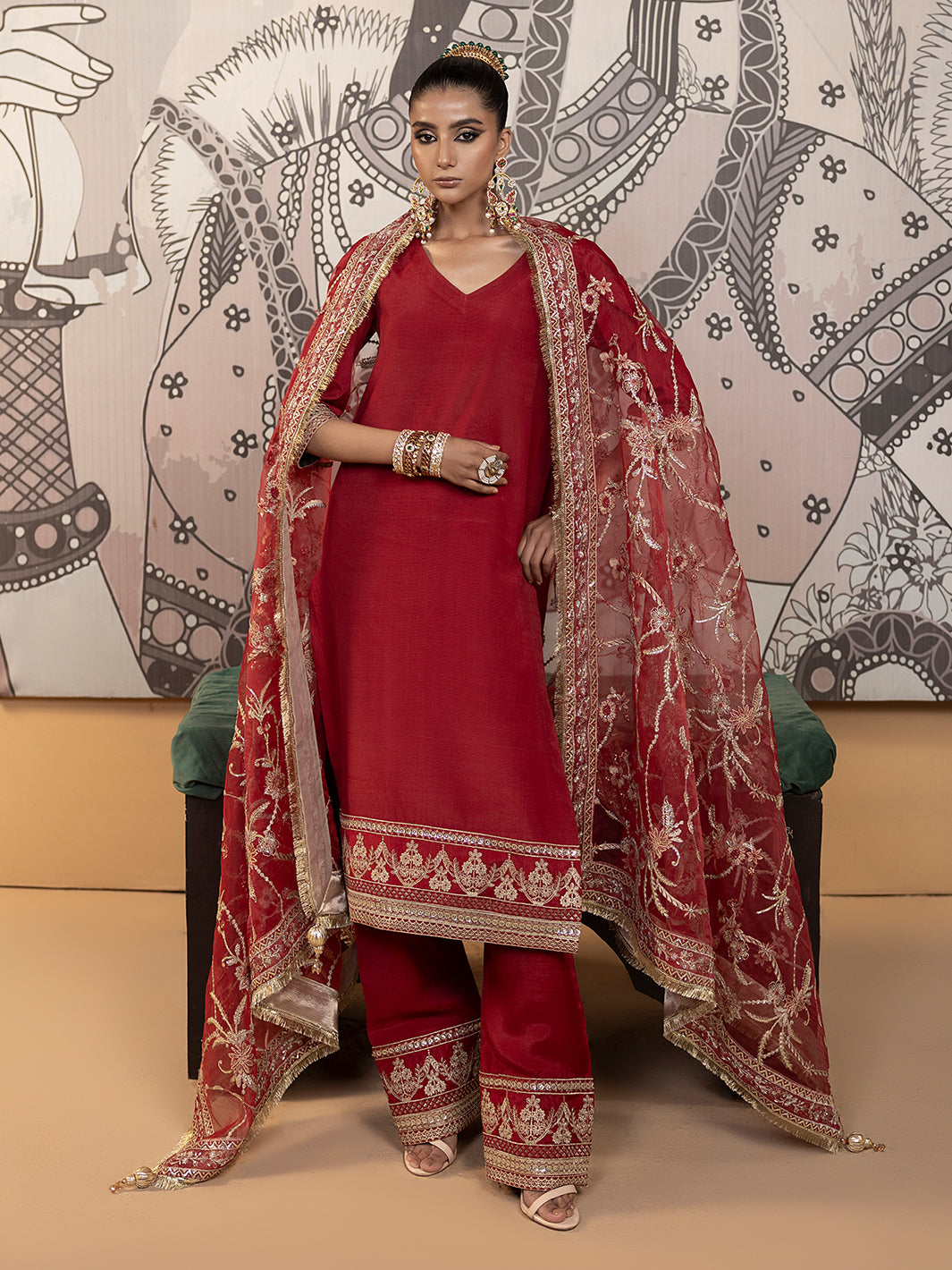 Hem Stitch | Raw Silk Edit 25 | Rose - by - Libasekhas UK - Registered Vendor of : Hemstitch - 100% Original Designer Dresss