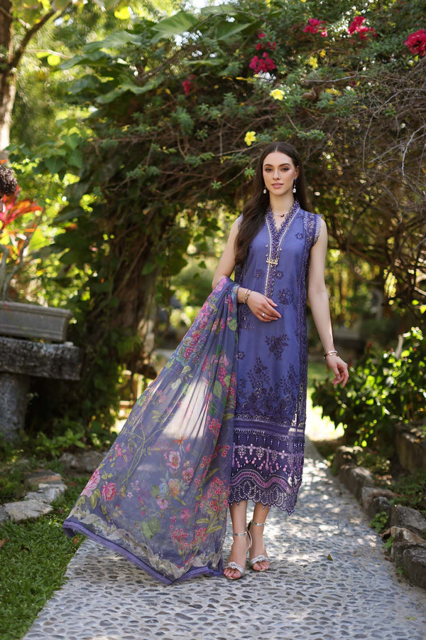 Noor by Saadia Asad | Luxury Chikankari Lawn24 | D8-A Purple - by - Libasekhas UK - Registered Vendor of : Noor by Saadia Asad - 100% Original Designer Dresss