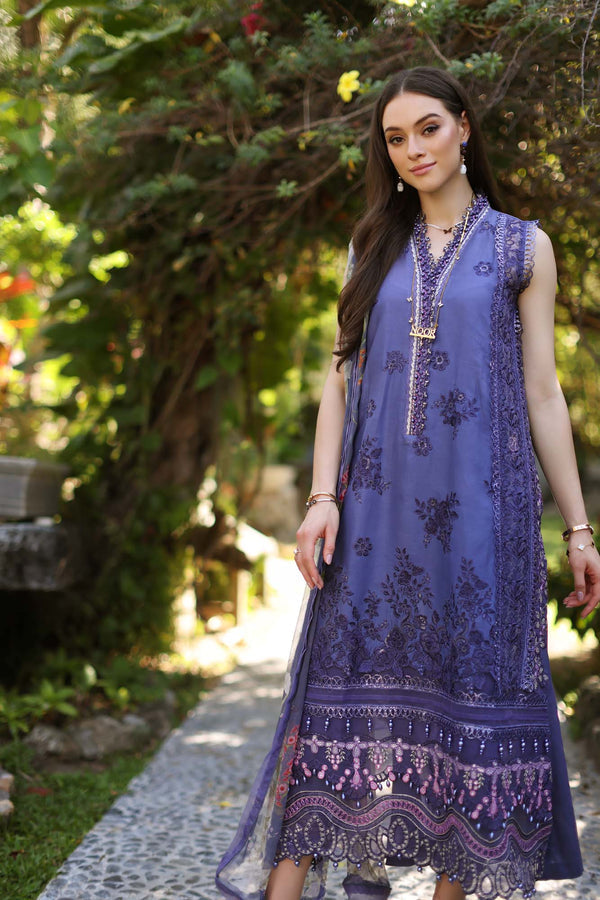 Noor by Saadia Asad | Luxury Chikankari Lawn24 | D8-A Purple - by - Libasekhas UK - Registered Vendor of : Noor by Saadia Asad - 100% Original Designer Dresss