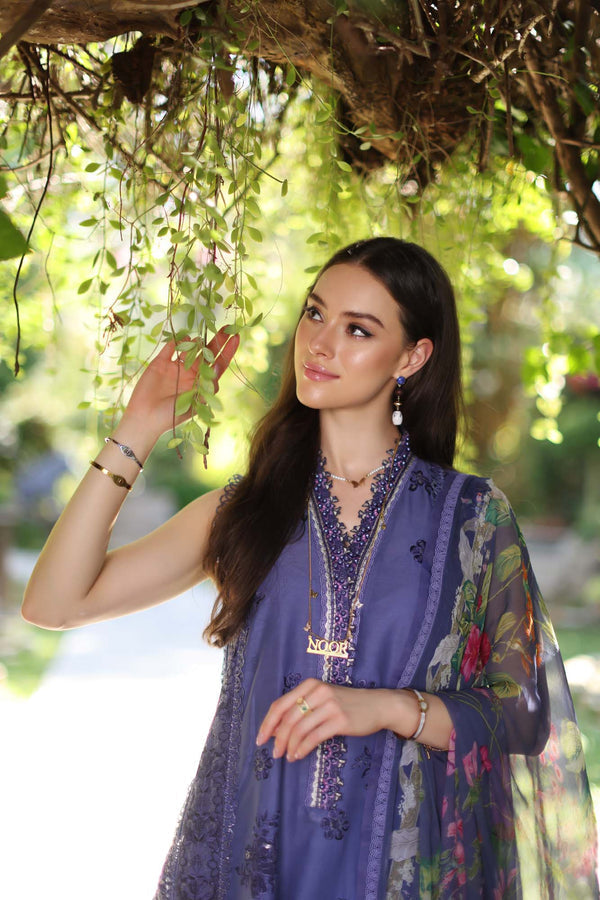 Noor by Saadia Asad | Luxury Chikankari Lawn24 | D8-A Purple - by - Libasekhas UK - Registered Vendor of : Noor by Saadia Asad - 100% Original Designer Dresss