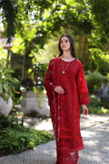 Noor by Saadia Asad | Luxury Chikankari Lawn24 | D2-B Red - by - Libasekhas UK - Registered Vendor of : Noor by Saadia Asad - 100% Original Designer Dresss