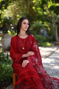 Noor by Saadia Asad | Luxury Chikankari Lawn24 | D2-B Red - by - Libasekhas UK - Registered Vendor of : Noor by Saadia Asad - 100% Original Designer Dresss