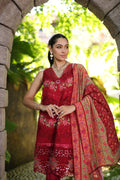 Noor by Saadia Asad | Luxury Chikankari Lawn24 | D12-A Red Chevron - by - Libasekhas UK - Registered Vendor of : Noor by Saadia Asad - 100% Original Designer Dresss