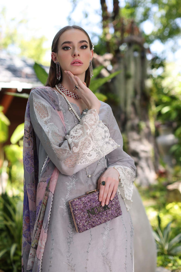 Noor by Saadia Asad | Luxury Chikankari Lawn24 | D1-B Grey Ombre - by - Libasekhas UK - Registered Vendor of : Noor by Saadia Asad - 100% Original Designer Dresss