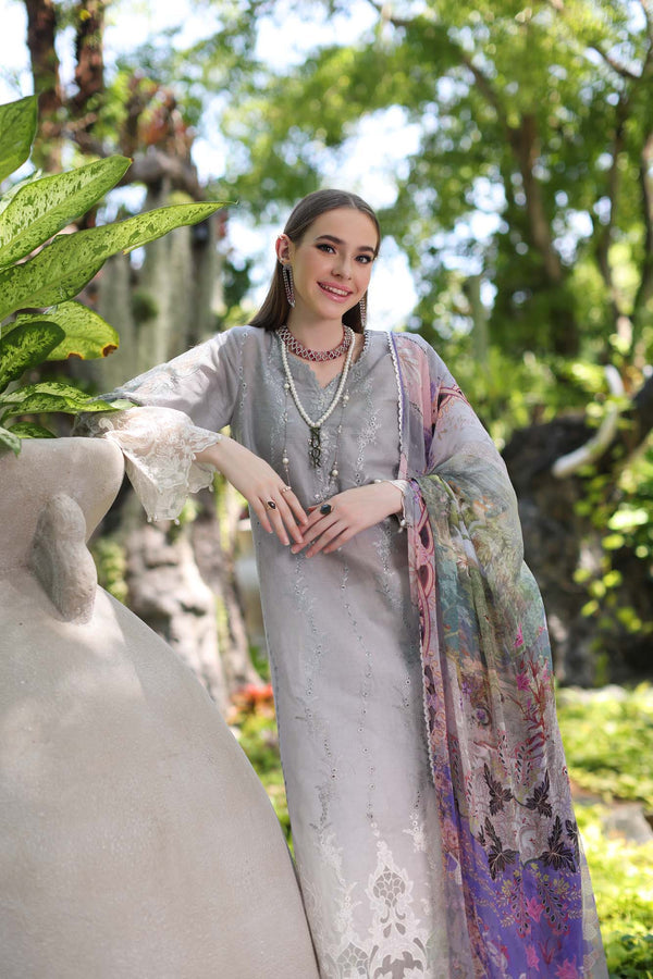 Noor by Saadia Asad | Luxury Chikankari Lawn24 | D1-B Grey Ombre - by - Libasekhas UK - Registered Vendor of : Noor by Saadia Asad - 100% Original Designer Dresss