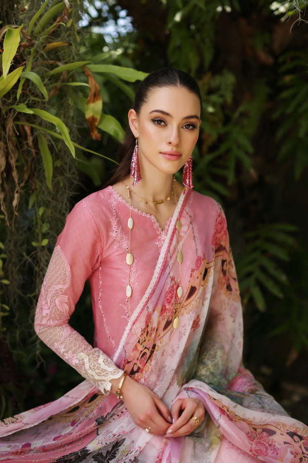 Noor by Saadia Asad | Luxury Chikankari Lawn24 | D1-A Pink Ombre - by - Libasekhas UK - Registered Vendor of : Noor by Saadia Asad - 100% Original Designer Dresss