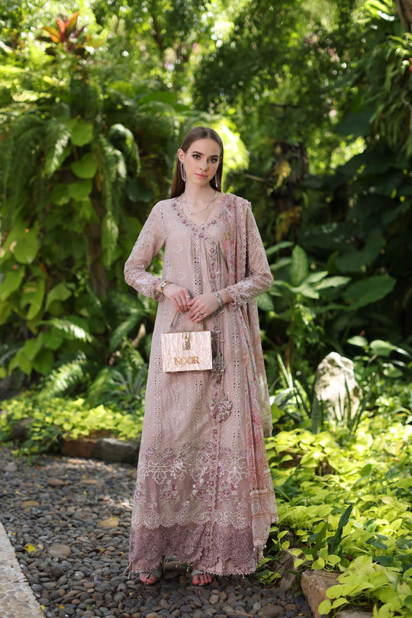 Noor by Saadia Asad | Luxury Chikankari Lawn24 | D3-A Mink Schifli - by - Libasekhas UK - Registered Vendor of : Noor by Saadia Asad - 100% Original Designer Dresss