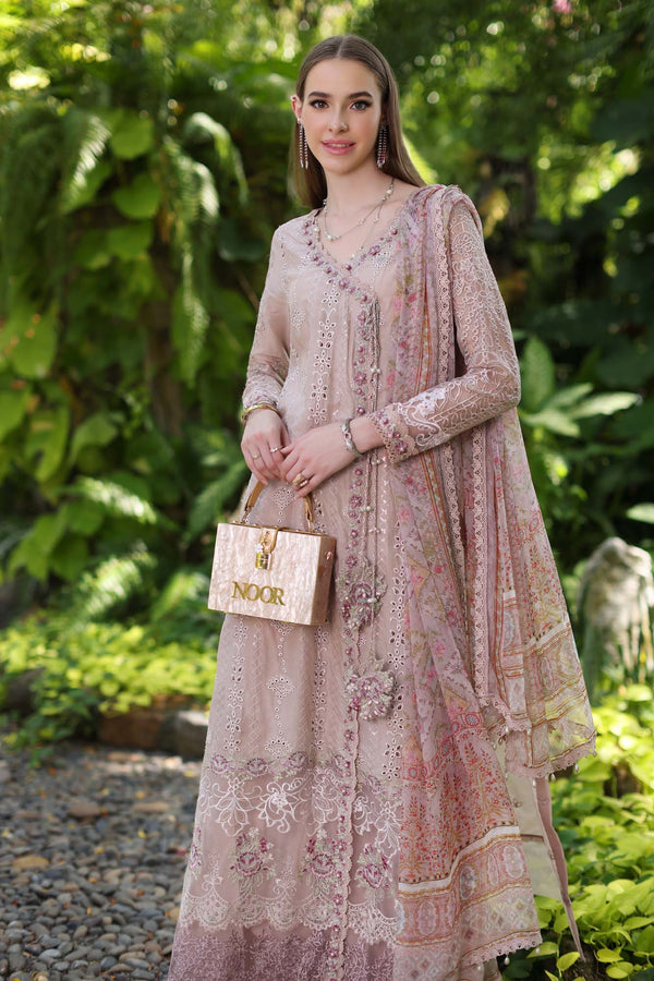 Noor by Saadia Asad | Luxury Chikankari Lawn24 | D3-A Mink Schifli - by - Libasekhas UK - Registered Vendor of : Noor by Saadia Asad - 100% Original Designer Dresss