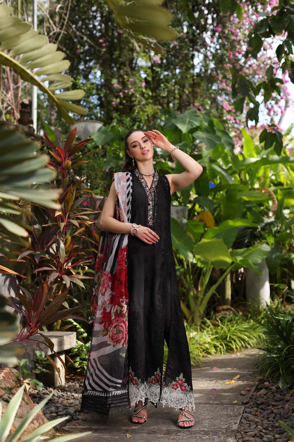Noor by Saadia Asad | Luxury Chikankari Lawn24 | D6-A Black Laser - by - Libasekhas UK - Registered Vendor of : Noor by Saadia Asad - 100% Original Designer Dresss