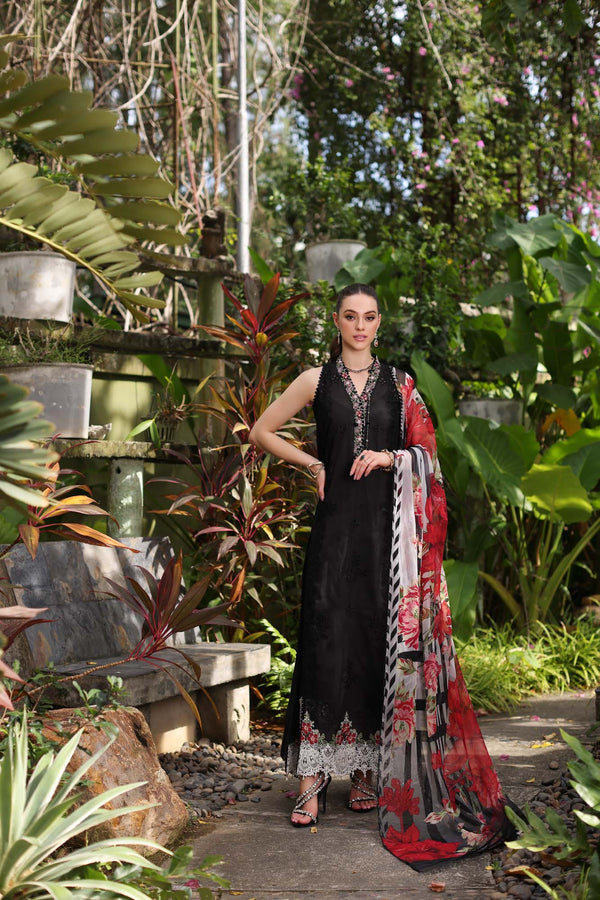 Noor by Saadia Asad | Luxury Chikankari Lawn24 | D6-A Black Laser - by - Libasekhas UK - Registered Vendor of : Noor by Saadia Asad - 100% Original Designer Dresss