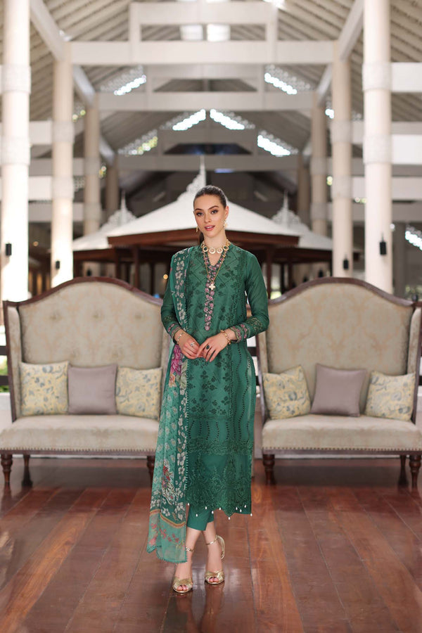 Noor by Saadia Asad | Luxury Chikankari Lawn24 | D4-A Green Laser - by - Libasekhas UK - Registered Vendor of : Noor by Saadia Asad - 100% Original Designer Dresss