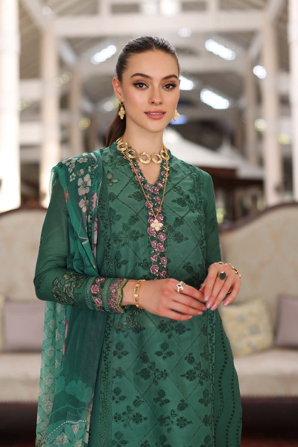 Noor by Saadia Asad | Luxury Chikankari Lawn24 | D4-A Green Laser - by - Libasekhas UK - Registered Vendor of : Noor by Saadia Asad - 100% Original Designer Dresss