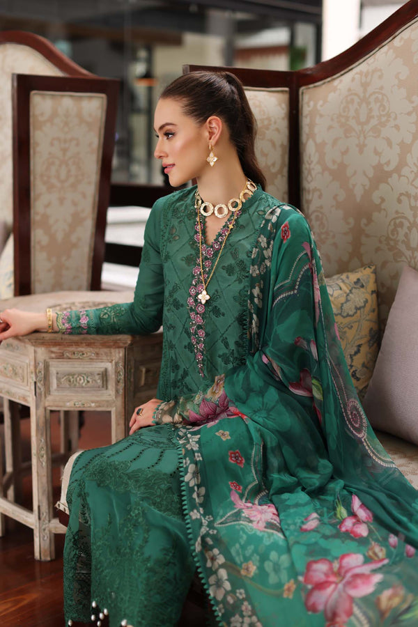 Noor by Saadia Asad | Luxury Chikankari Lawn24 | D4-A Green Laser - by - Libasekhas UK - Registered Vendor of : Noor by Saadia Asad - 100% Original Designer Dresss