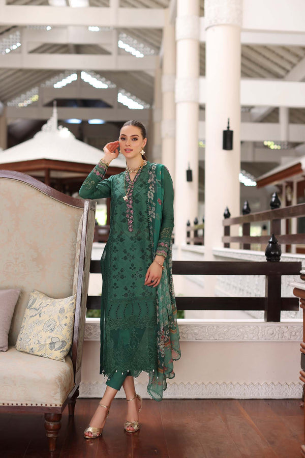 Noor by Saadia Asad | Luxury Chikankari Lawn24 | D4-A Green Laser - by - Libasekhas UK - Registered Vendor of : Noor by Saadia Asad - 100% Original Designer Dresss