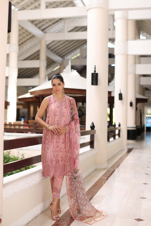 Noor by Saadia Asad | Luxury Chikankari Lawn24 | D4-B Pink Laser - by - Libasekhas UK - Registered Vendor of : Noor by Saadia Asad - 100% Original Designer Dresss