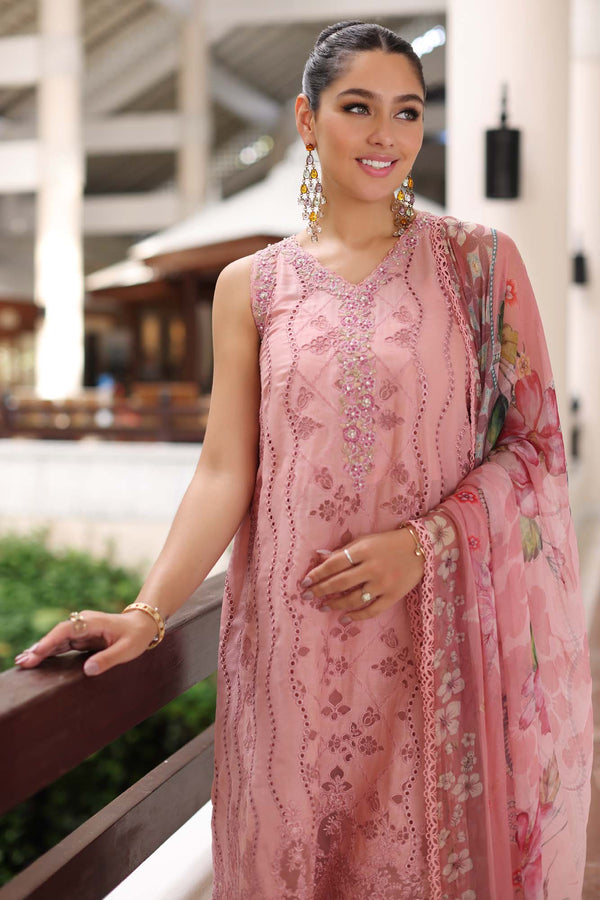Noor by Saadia Asad | Luxury Chikankari Lawn24 | D4-B Pink Laser - by - Libasekhas UK - Registered Vendor of : Noor by Saadia Asad - 100% Original Designer Dresss