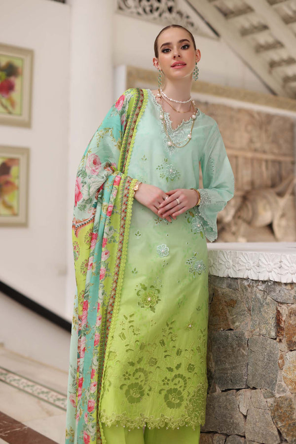 Noor by Saadia Asad | Luxury Chikankari Lawn24 | D5-A Aqua Ombre - by - Libasekhas UK - Registered Vendor of : Noor by Saadia Asad - 100% Original Designer Dresss