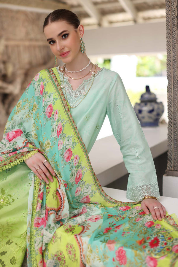 Noor by Saadia Asad | Luxury Chikankari Lawn24 | D5-A Aqua Ombre - by - Libasekhas UK - Registered Vendor of : Noor by Saadia Asad - 100% Original Designer Dresss